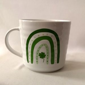 Large White Ceramic Irish Good Luck Clover Rainbow Coffee/Tea Mug, Prima Design
